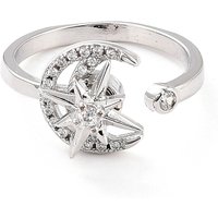 Bague Ouverte Rotative Lune & Étoile pour Femmes, Anneau Fidget Ajustable