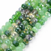 Brins de perles en verre électroplaqué, rondelles facettées vert mer — Perles à bijoux