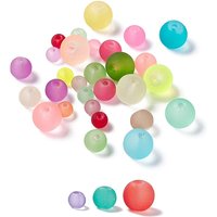 500 Pcs Perles en Verre Transparent Givrées, Ronde, Couleurs Mélangées