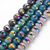 Brins de perles en verre opaque électroplaqué, couleurs mélangées — Perles à bijoux