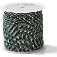 4-Ply Polycotton Cord with Gold Wire for Macrame Crafts, Dark Green