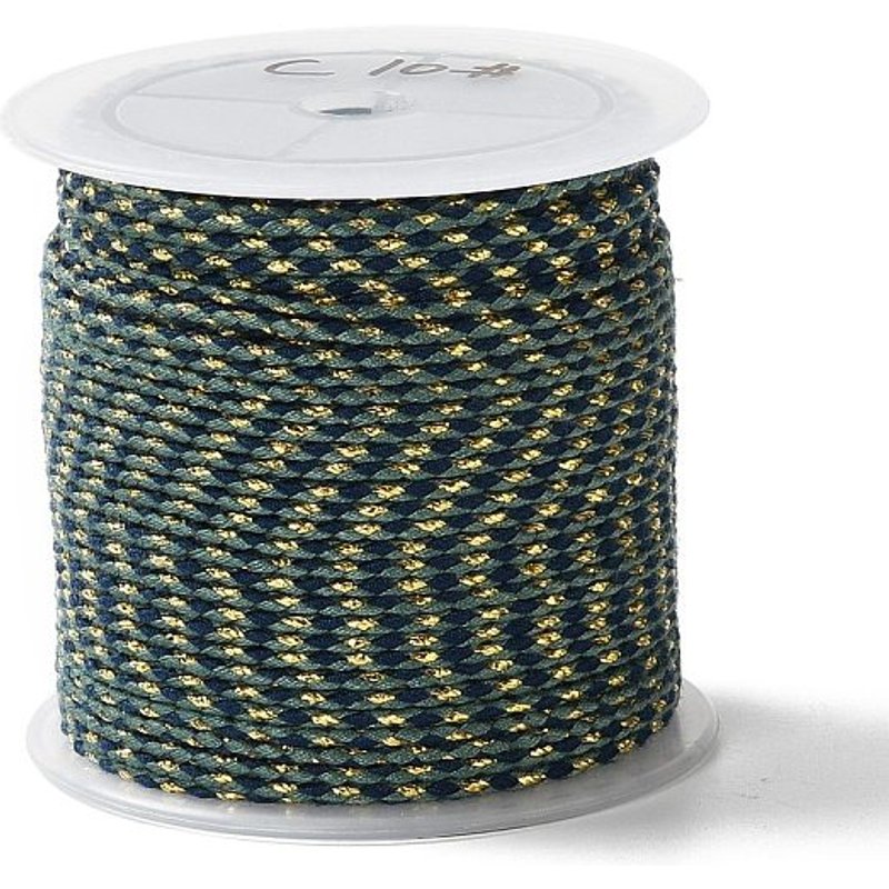 Corde en Polycoton 4-Fils avec Fil Doré pour Macramé, Vert Foncé — Chaînes, fils et cordons