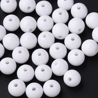 Perles Acryliques Opaques Rondes, Blanches, 12x11mm, 566pcs/500g