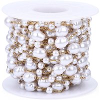 Chaînes en perles de plastique ABS avec câble en acier inoxydable doré