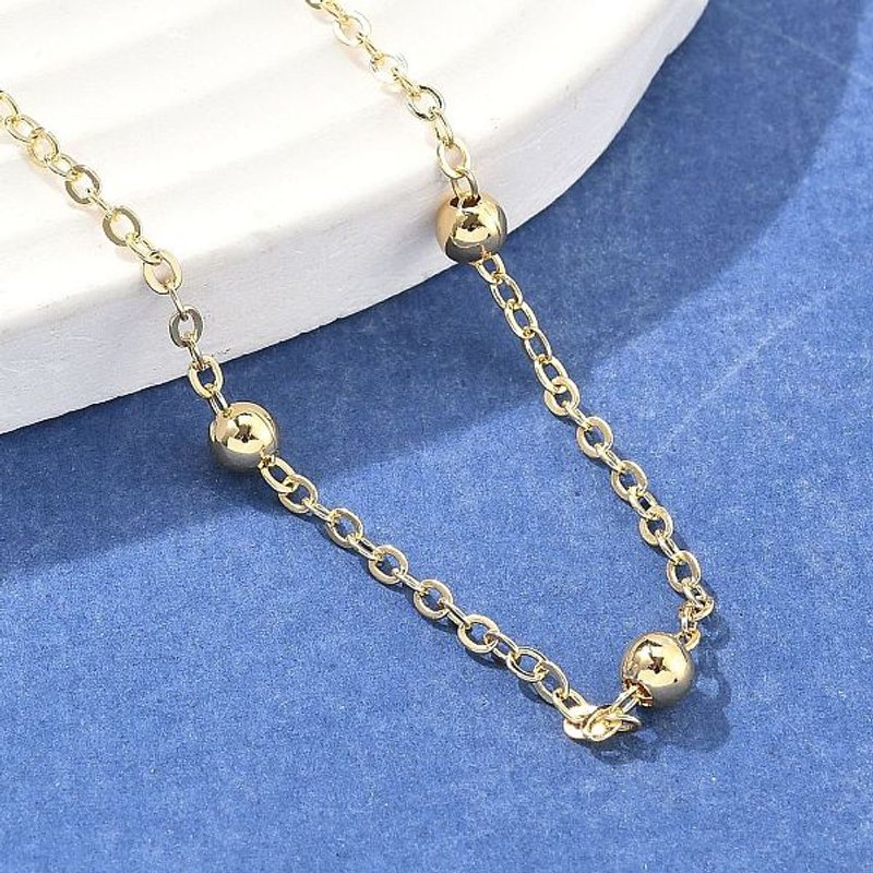 Brass Satellite Chains Necklace for Women, 18K Gold Plated — Pendant Necklace