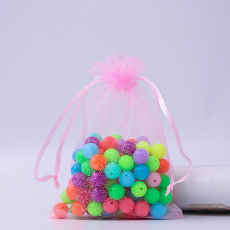 Rectangle Organza Drawstring Bags, Pearl Pink, 15x10 cm — Jewelry Display & Storage