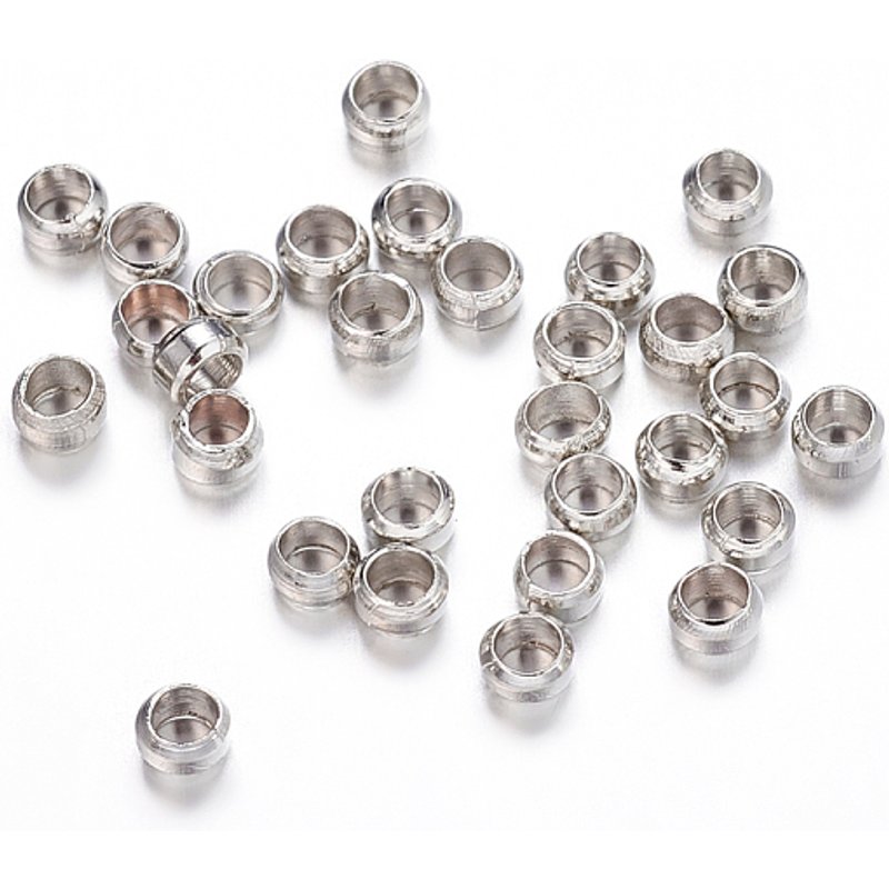 Brass Crimp Beads Rondelle Platinum 2.5mm Diameter 900pcs — Jewelry Beads