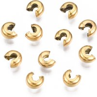 Couvre-billes à sertir en acier inoxydable 304, doré, 5.5x4.5x3.2mm — Perles à bijoux