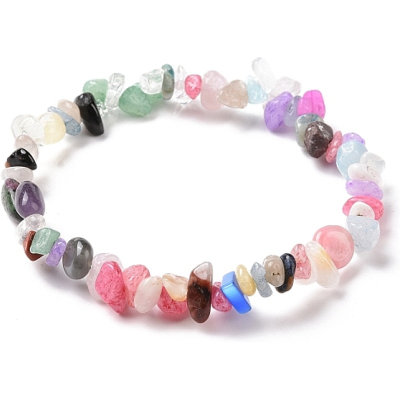 Bracelet Élastique en Chips de Gemmes Mixtes pour Femmes - Diamètre Intérieur de 2 pouces — Bracelet Femme