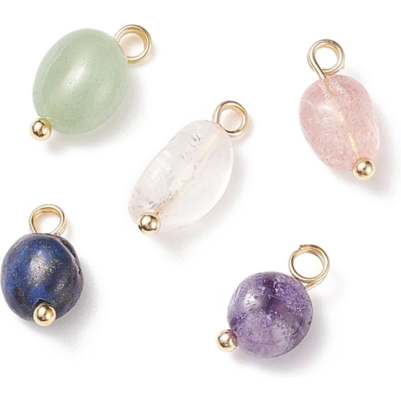 Natural Mixed Stone Charms with Brass Loops — Charms & Pendants