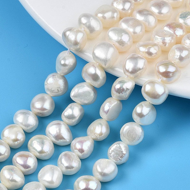 Brins de Perles de Culture d'Eau Douce Naturelles, Couleur Coquillage — Perles à bijoux