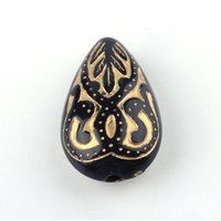 Perles Acryliques en Forme de Goutte avec Enlacement Métallique Doré, Noir — Perles à bijoux