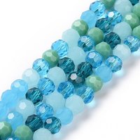 Brins de Perles en Verre Facettées, Rondes, Bleu Ciel Profond, 5.5mm — Perles à bijoux