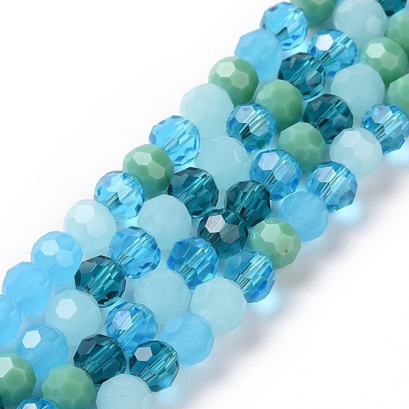 Faceted Round Glass Beads Strands, Deep Sky Blue, 5.5mm — Jewelry Beads