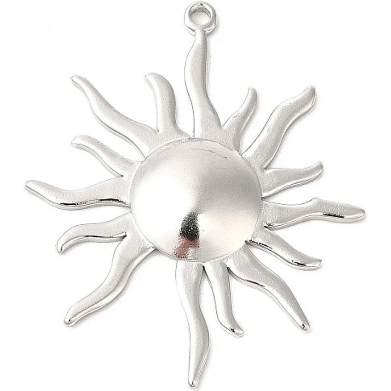 Pendentifs en acier inoxydable 304 anti-ternissement, charme soleil, 45x37mm — Breloques et pendentifs