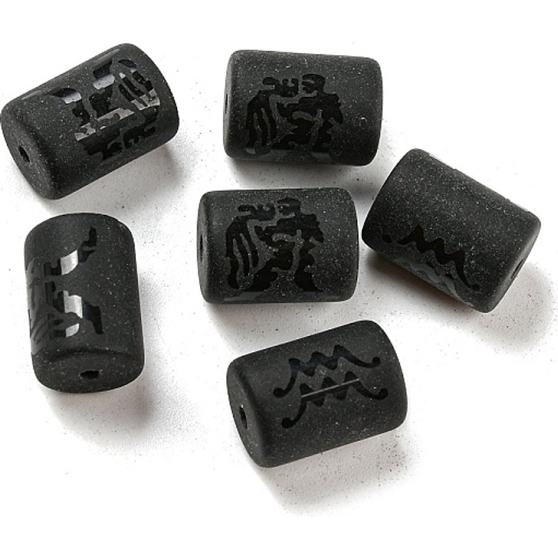 20 Pcs Perles en Verre Givré Noires avec Constellation du Verseau — Perles à bijoux