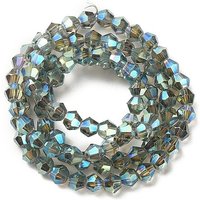 Transparent Electroplate Glass Bead Strands, Rainbow Plated, Medium Sea Green — Jewelry Beads