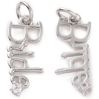 Rack Plating Brass Micro Pave Cubic Zirconia Pendant - Word Bride
