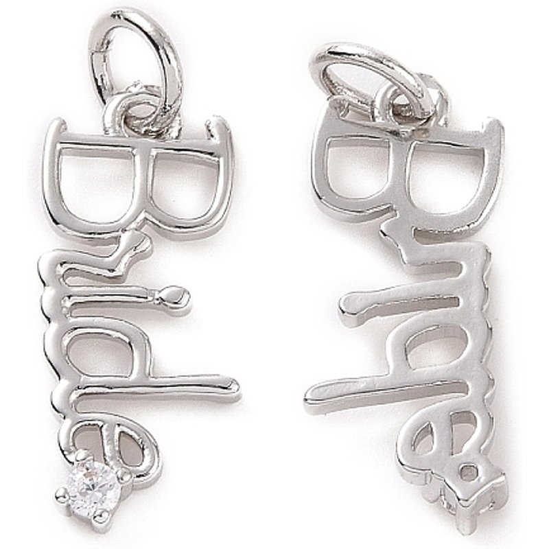 Rack Plating Brass Micro Pave Cubic Zirconia Pendant - Word Bride — Charms & Pendants