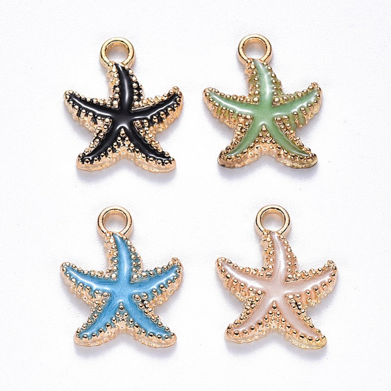Pendentif Étoile de Mer en Émail Alliage, Or Clair et Couleurs Mélangées — Breloques et pendentifs