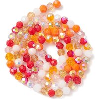 Brins de perles en verre électroplaqué, facettées, orange foncé, 6x5mm