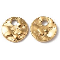 Ion Plating 304 Stainless Steel Textured Flat Round Charm — Charms & Pendants