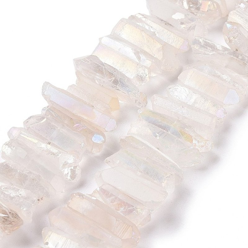 Brins de perles de points de cristal de quartz naturel, teintés, WhiteSmoke — Perles à bijoux