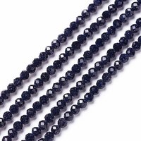 Brins de perles en or bleu synthétique, facettées, rondes, 3mm — Perles à bijoux