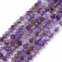 Brins de Perles d'Améthyste Naturelle, Ronde Facettée 4mm, 91pcs/brin — Perles à bijoux