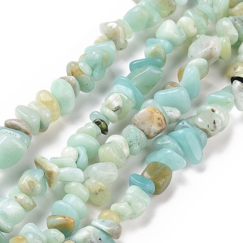Brins de perles en chips d'amazonite fleurie naturelle, grade A, 31,5 pouces — Perles à bijoux