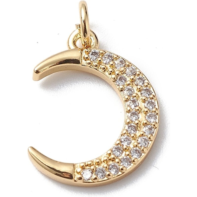 Rack Plating Crescent Moon Charm with 18K Gold Plating — Charms & Pendants