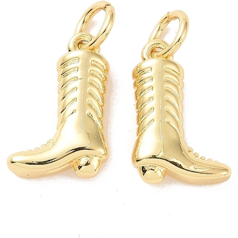 Rack Plating Brass Boot Charm with Jump Ring - 18K Gold Plated — Charms & Pendants