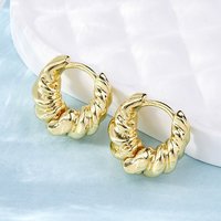 Twist Ring Rack Brass Hoop Earrings for Women, 18K Gold Plated