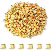 Perles en plastique CCB, cube, doré, 3x3x3mm, trou 1.2mm