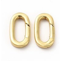 Rack Plating Brass Spring Gate Rings, 18K Gold Plated