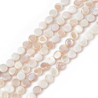 AB Color Plated Natural Freshwater Shell Beads Strands, Flat Round — Jewelry Beads