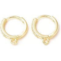 Brass Micro Pave Clear Cubic Zirconia Hoop Earring Findings