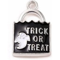 Halloween Alloy Enamel Ghost and Trick or Treat Charm Pendant