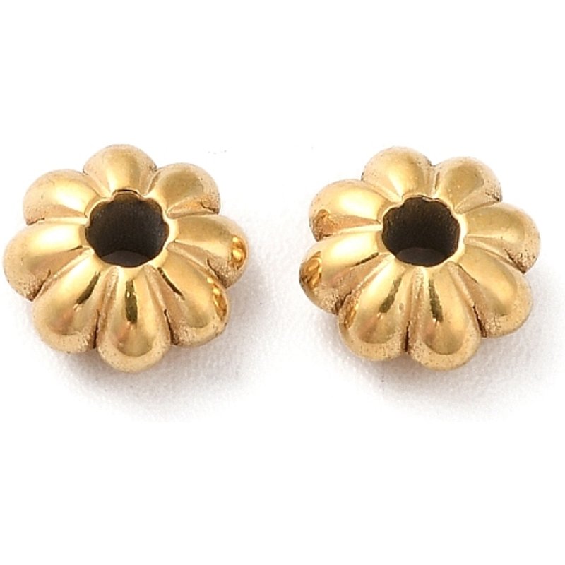 Perles en Acier Inoxydable 304 avec Plaquage en Or 18K, Fleur — Perles à bijoux