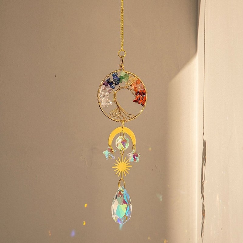 Pendentifs en Pierre Précieuse Naturelle, Capteurs de Lumière, Arbre de Vie — Décoration murale