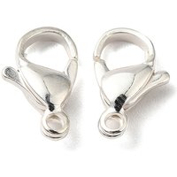 304 Stainless Steel Lobster Claw Clasps, Silver Plated