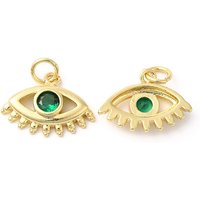 Rack Plating Brass Micro Pave Cubic Zirconia Eye Pendant