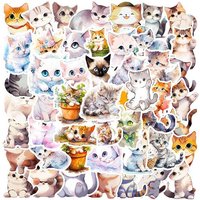 50Pcs Autocollants PVC Auto-adhésifs Chats Mignons Étanches — Outils de création de bijoux