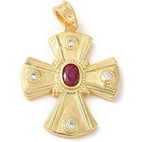 Pendentif Croix en Zircon Cubique Micro Pave en Laiton, Plaqué Or 18K — Breloques et pendentifs