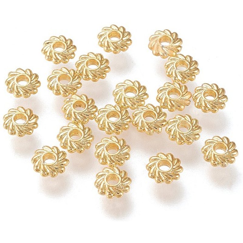 Perles Espacées Écologiques en Alliage, Plaquées Or 14K, Design Fleur — Perles à bijoux