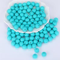 Perles Focal Rondes en Silicone, Turquoise, 15mm de Diamètre — Perles à bijoux