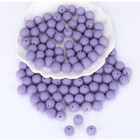 Perles Focal Rondes en Silicone, Bleu Ardoise, 15mm de Diamètre, Trou de 2mm