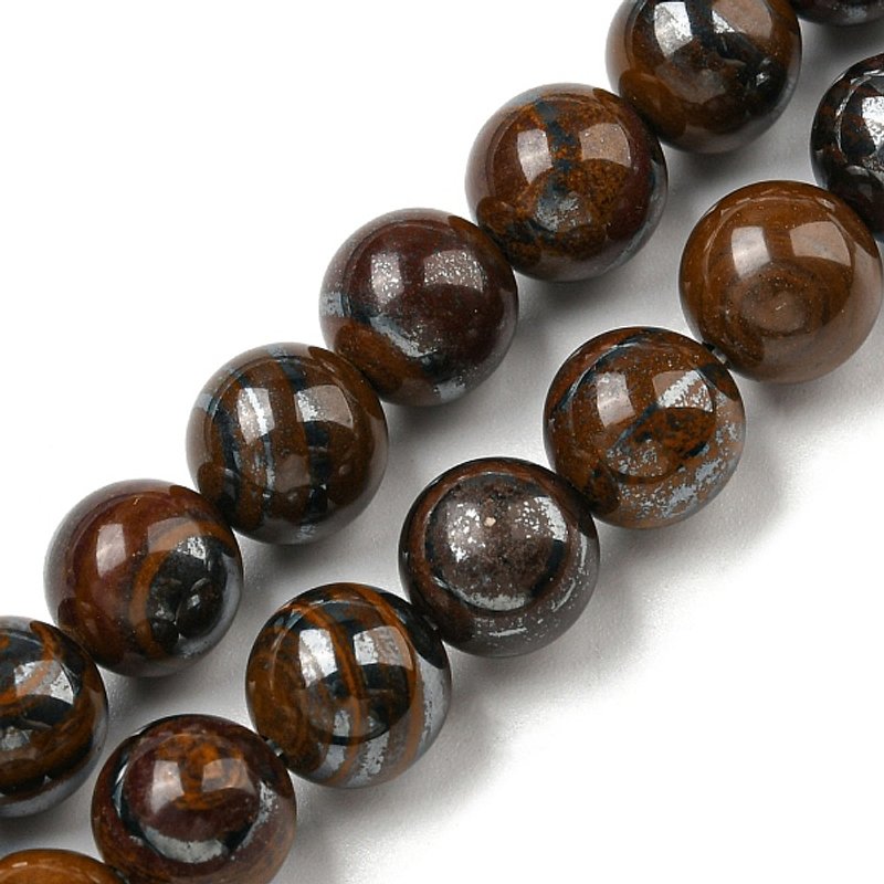 Brins de perles en fer tigre jaune naturel, ronds, 8-8.5mm — Perles à bijoux