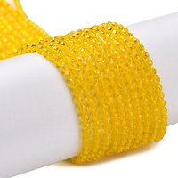 Transparent Glass Beads Strands, Faceted Round, Gold, 2mm