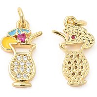 Brass Cocktail Glass Pendant with Cubic Zirconia, 18K Gold Plated — Charms & Pendants